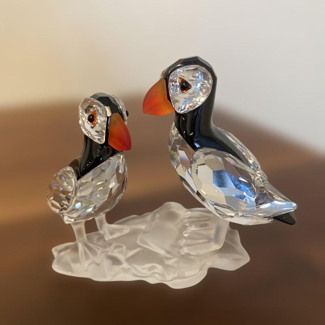 スワロフスキー置物　鳥　ツノメドリ