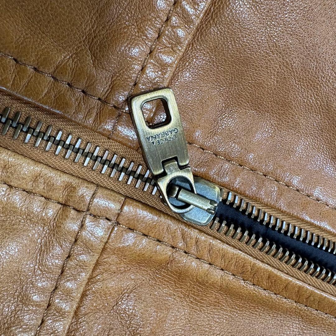 【至高の逸品】DOLCE&GABBANA ラムレザージャケット 46 キャメル