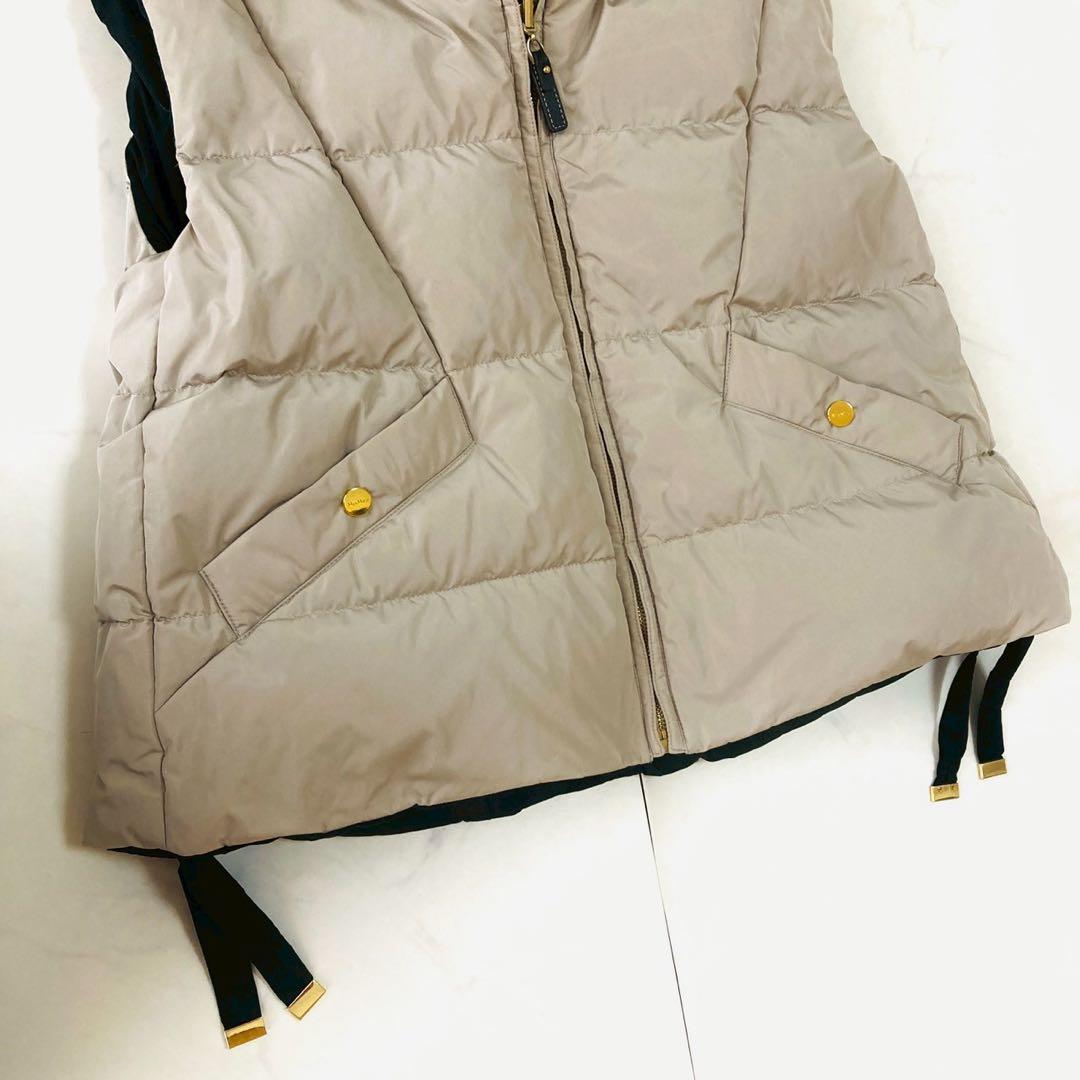 マックスマーラ　キューブ　リバーシブル　ダウンジレ　金ボタン　ロゴ刺繍　40