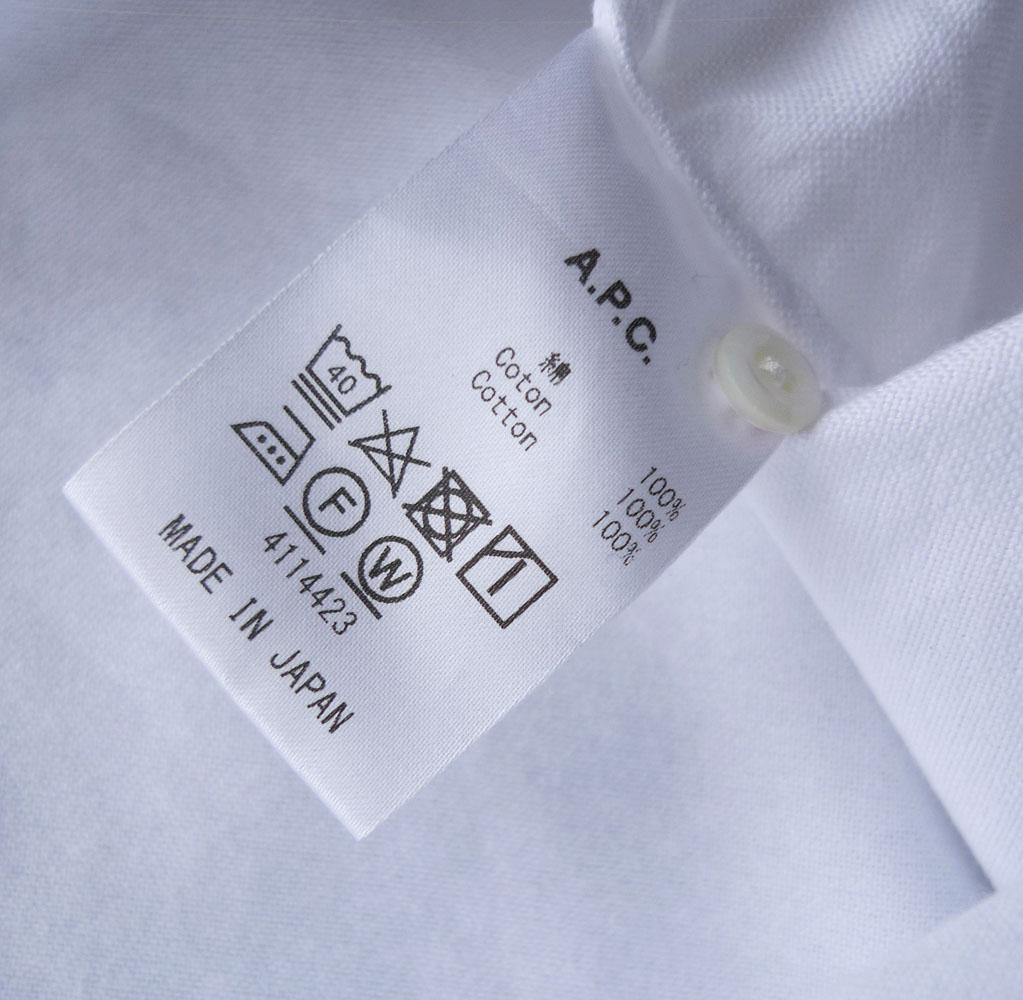 美品 A.P.C. 2万 ホワイトのシャツ アーペーセー レギュラーカラーシャツ