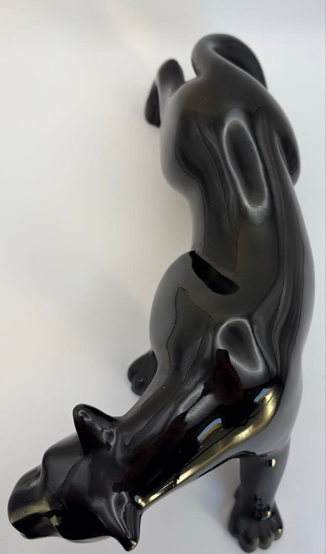 ドームフランス ブラックパンサー 黒ヒョウ クリスタル ガラス 置物 オブジェ