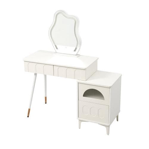 ドレッサー 化粧台 3色調節 鏡台 LEDミラー コンパクト 女優 引き出し付き