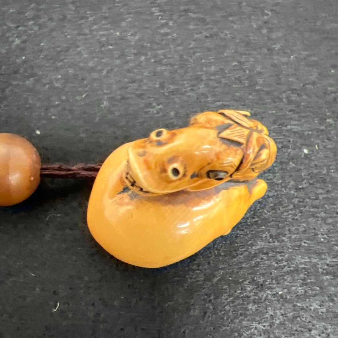 江戸時代　極上螺鈿花鳥図提物、極上馬根付　66g 東Y8-0122☆2Fトニサ