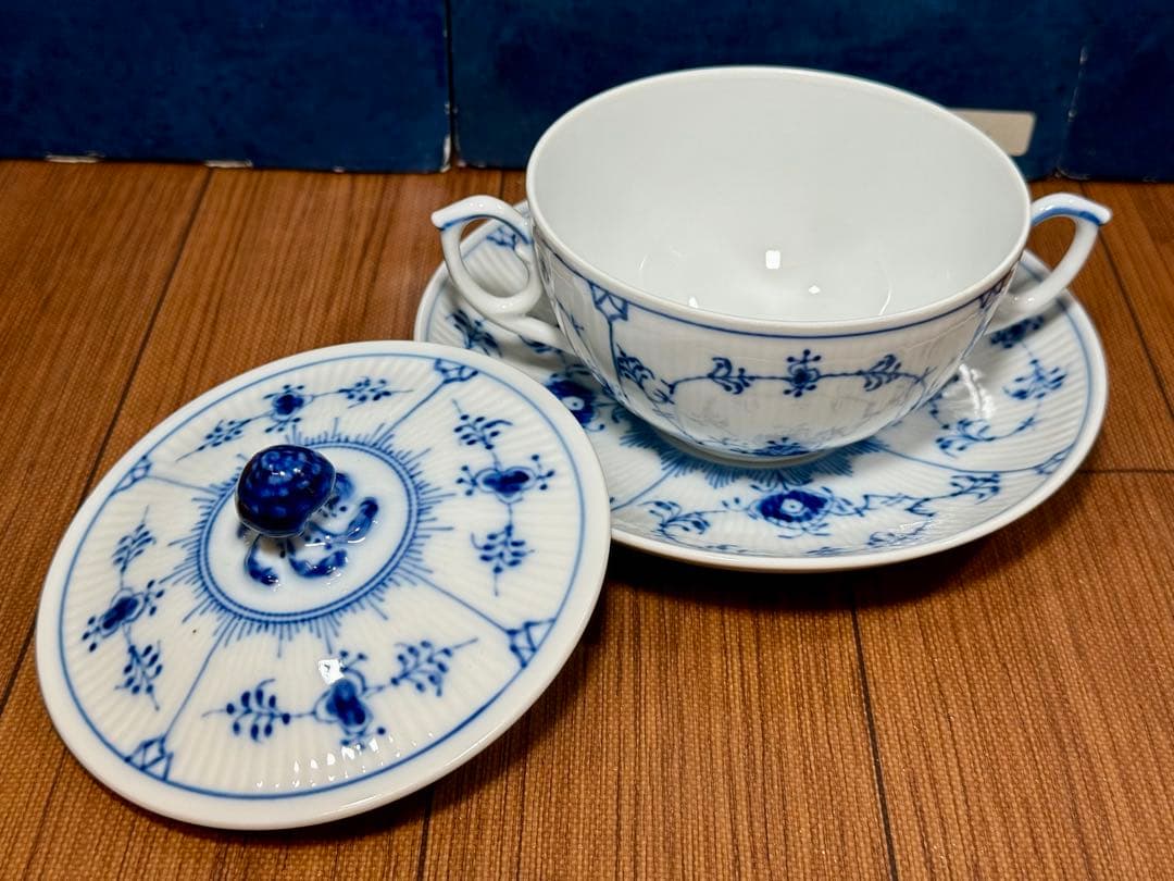 ロイヤルコペンハーゲン ブルーフルーテッド プレイン スープカップ 2つセット