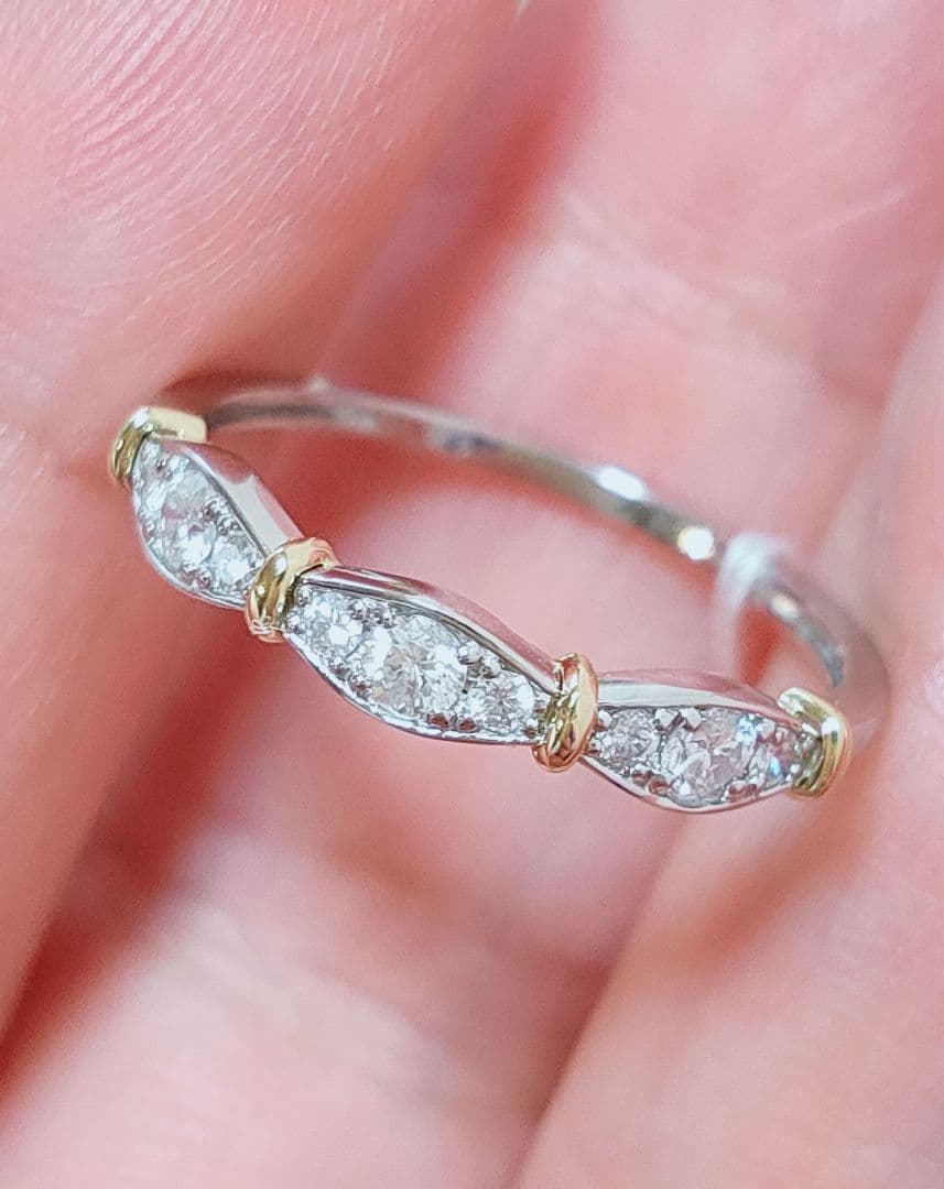 新入荷 未使用品 k18 pt950 ダイヤモンド 0.20ct リング