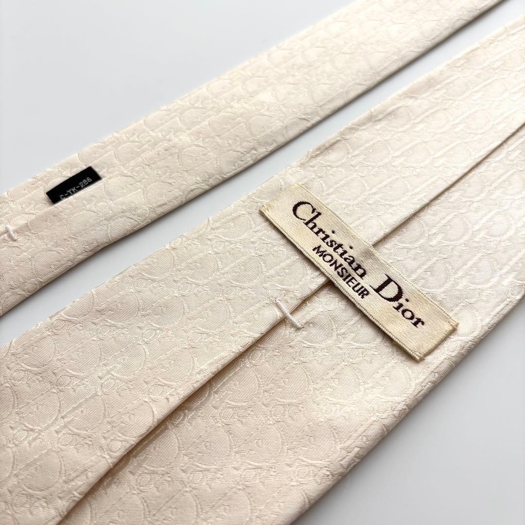꧁美品꧂ クリスチャンディオール ネクタイ トロッター オブリーク ホワイト