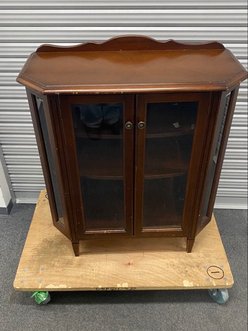 クラシック ガラスキャビネット 木製　飾り棚 マホガニー調