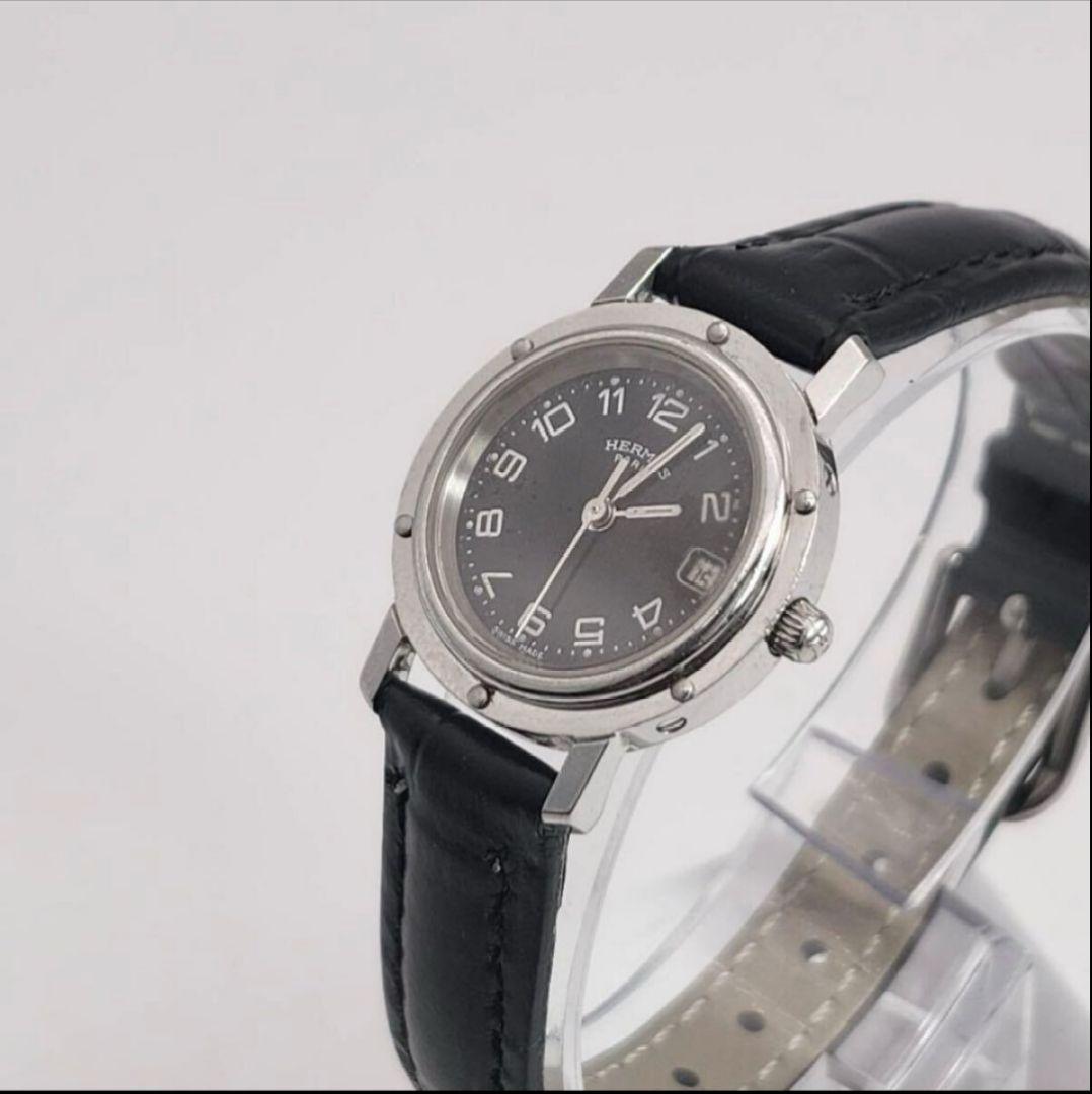 エルメス HERMES クリッパー　CL4.210 稀少BLK文字盤 新品ベルト