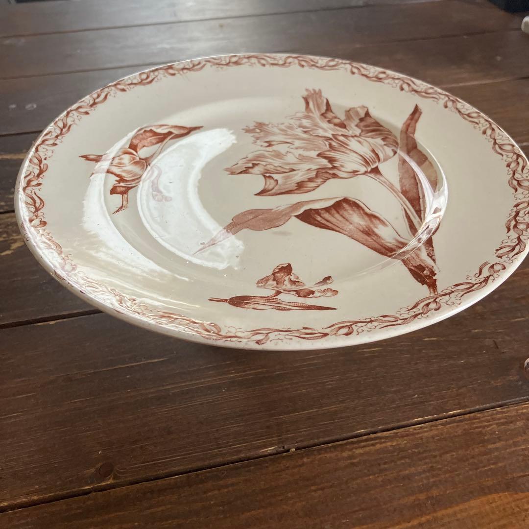 フランスアンティークリュネヴィル窯、チューリップのコンポティエ　ケーキスタンド