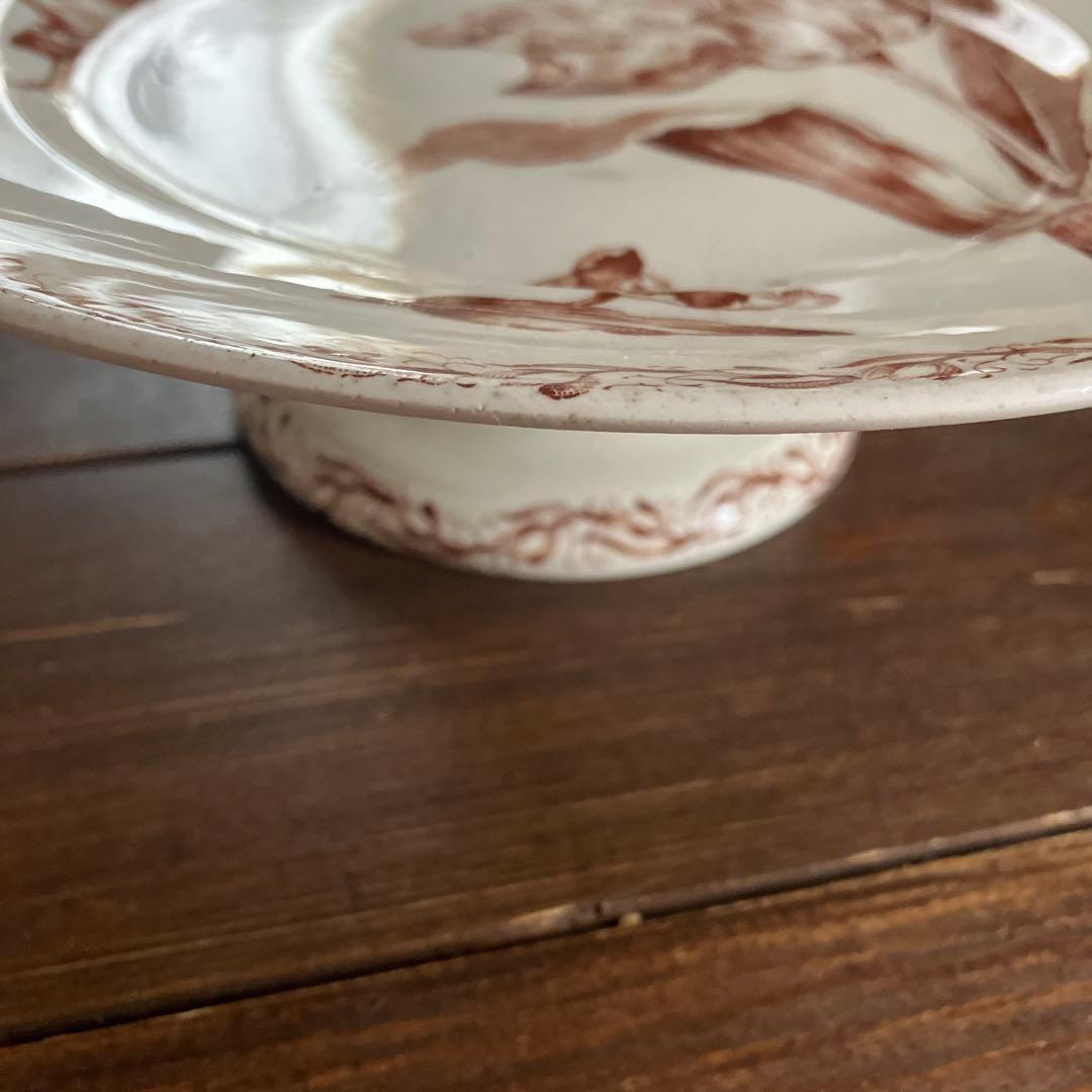 フランスアンティークリュネヴィル窯、チューリップのコンポティエ　ケーキスタンド