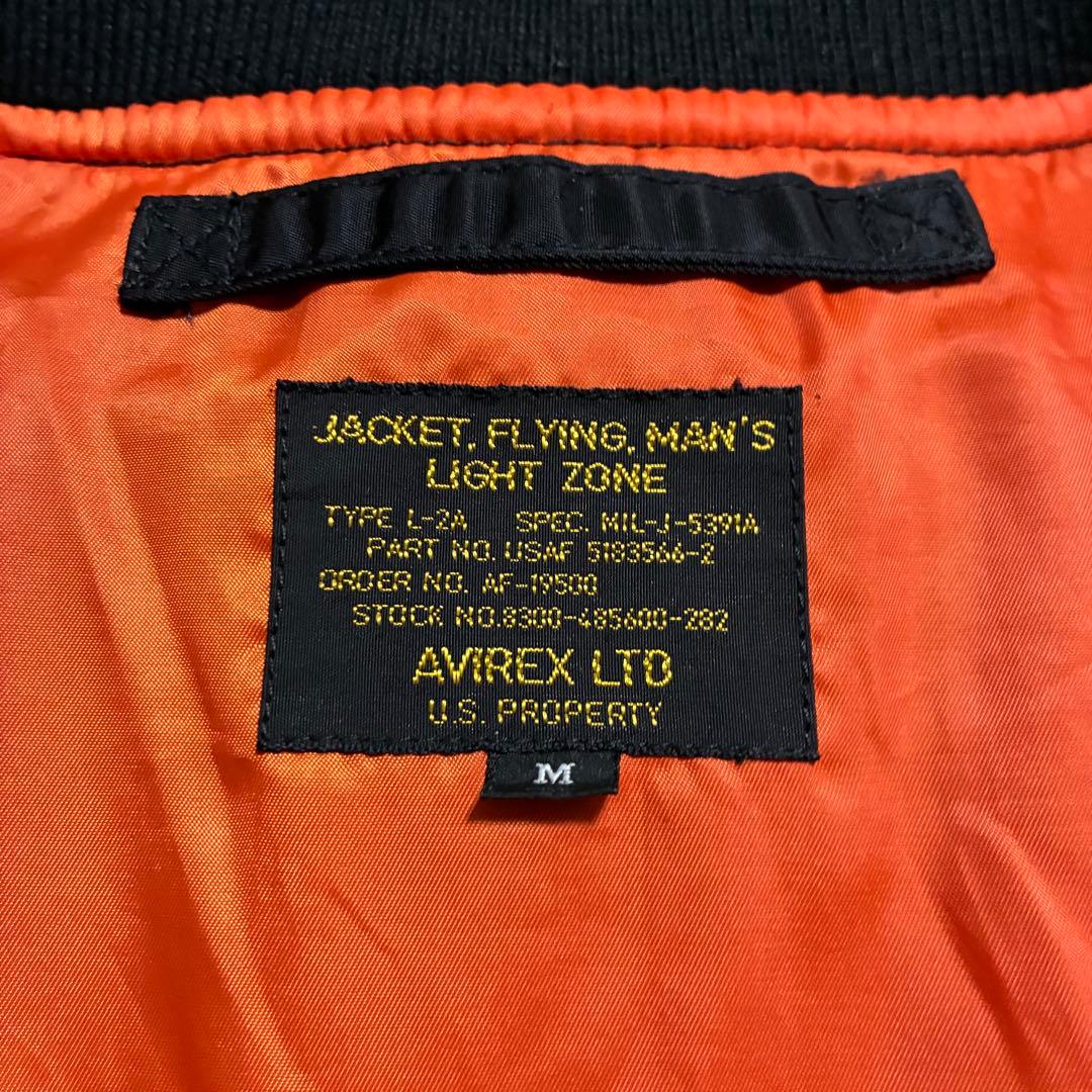 極美品 AVIREX フライトジャケット アーチロゴ コマーシャルロゴ M 黒