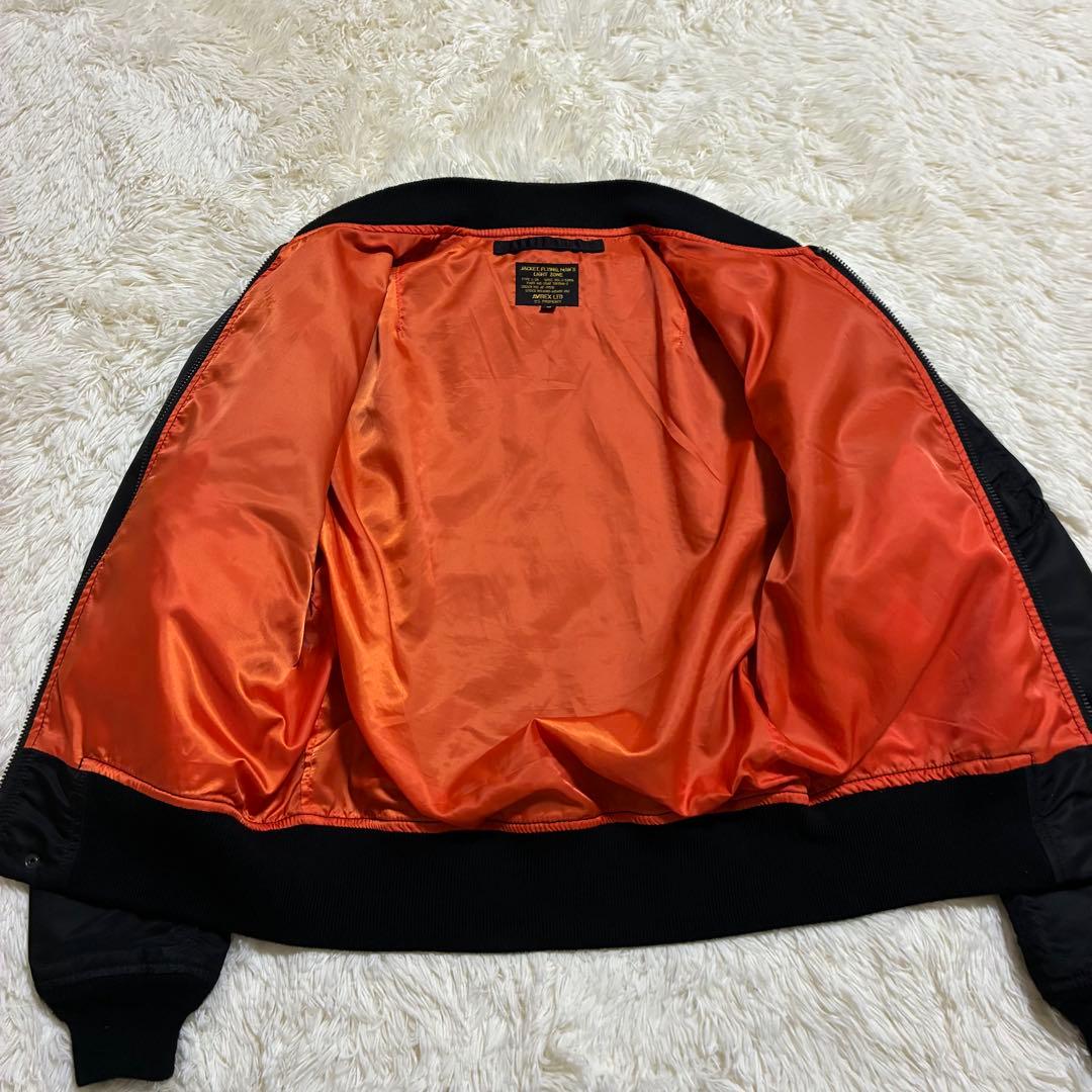 極美品 AVIREX フライトジャケット アーチロゴ コマーシャルロゴ M 黒