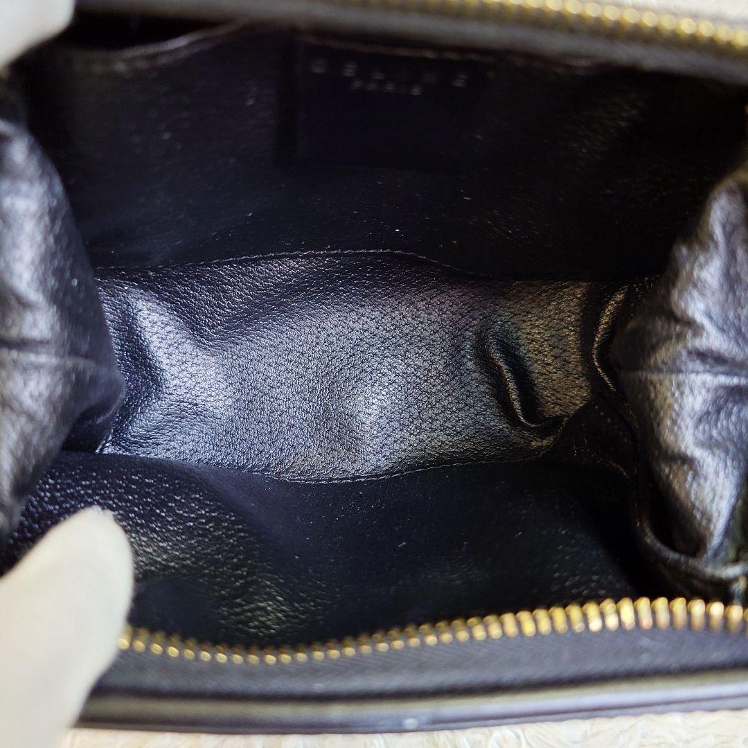 美品 セリーヌ 黒マカダム メイクポーチ トリオンフ PVC レザー 小物入れ