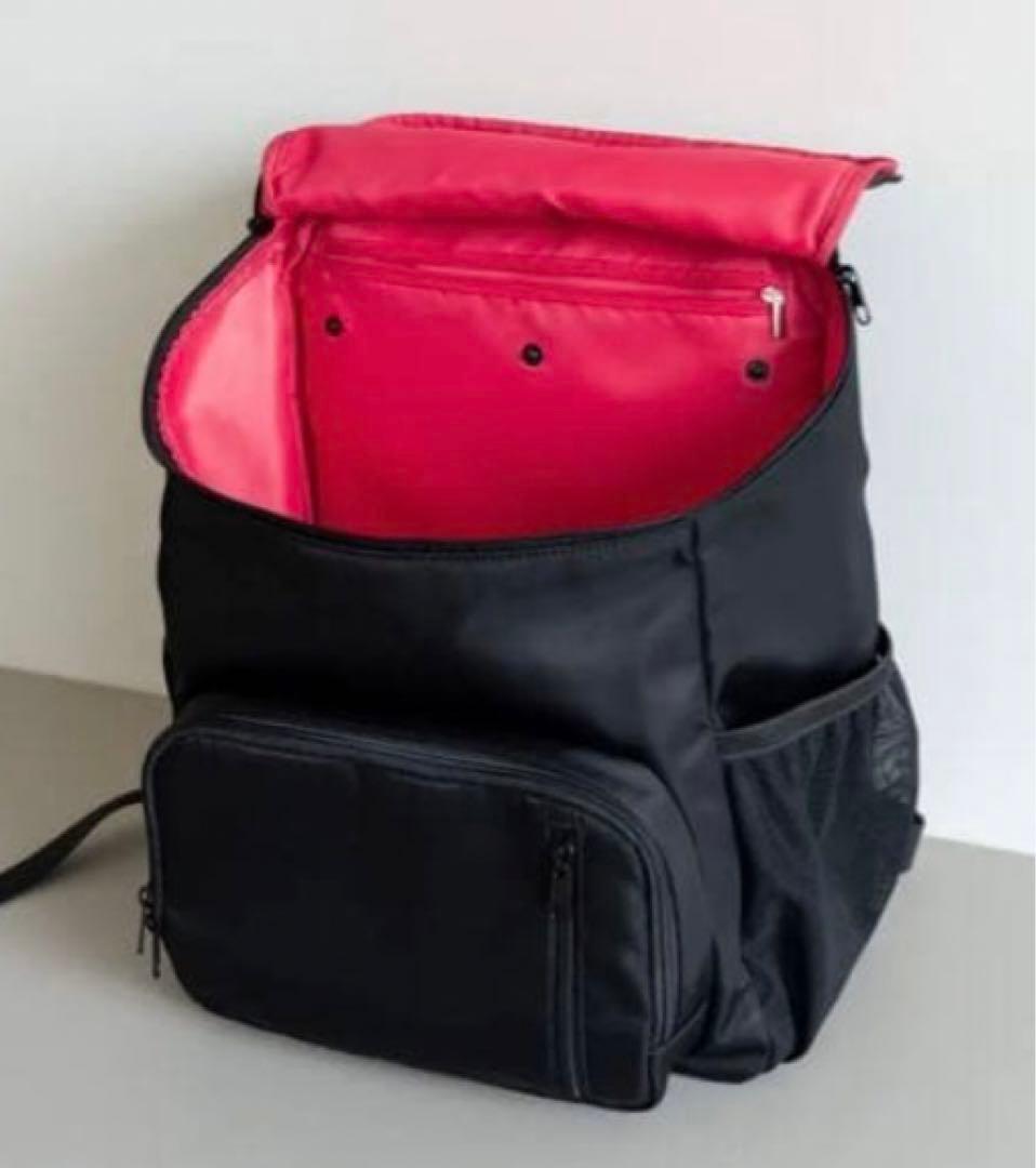 二階建てリュック ブラック/内側レッド　はあちゅうコラボ