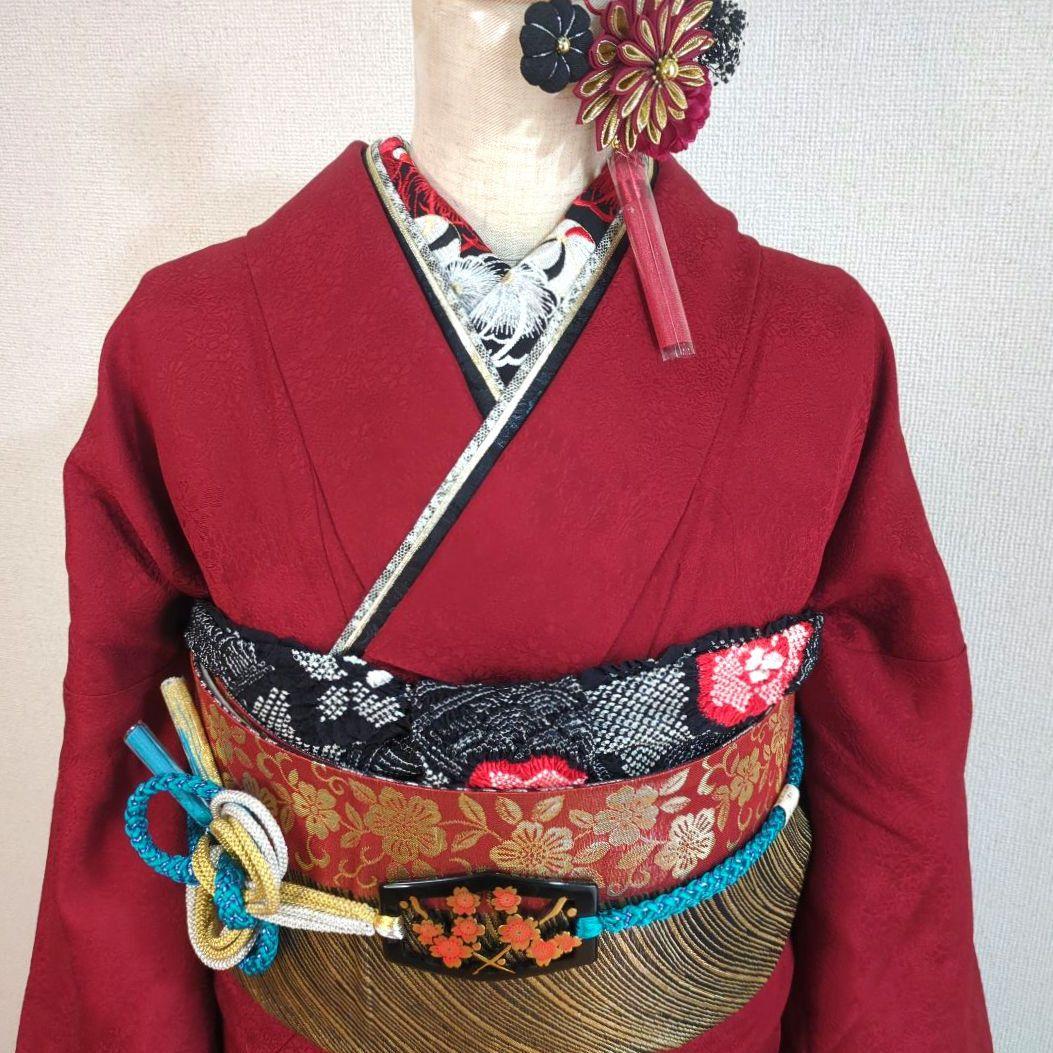 ♦翌日発送♦ 振袖 完全 フルセット 成人式 無地 正絹 赤