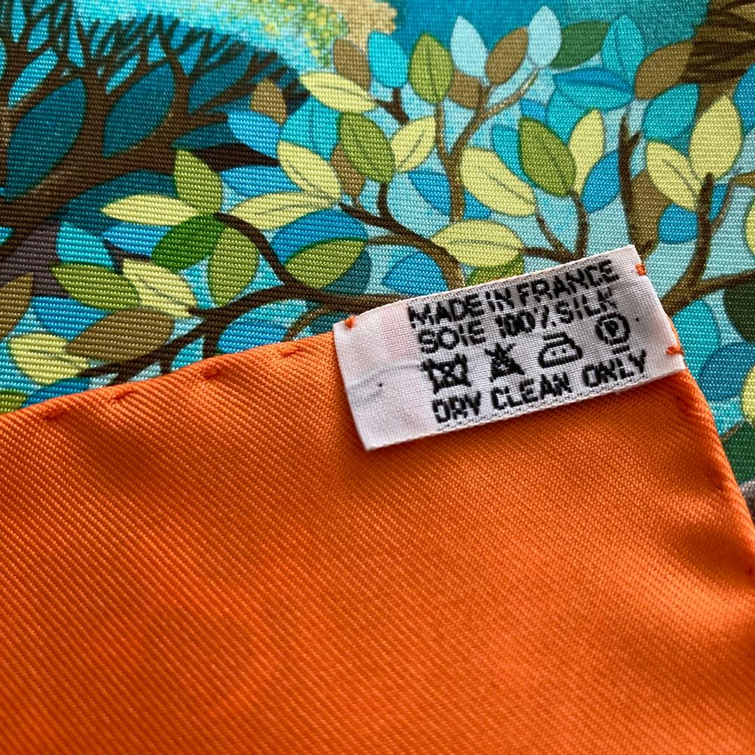 希少エルメスカレ90生命の森　希少エルメスカラーオレンジベース