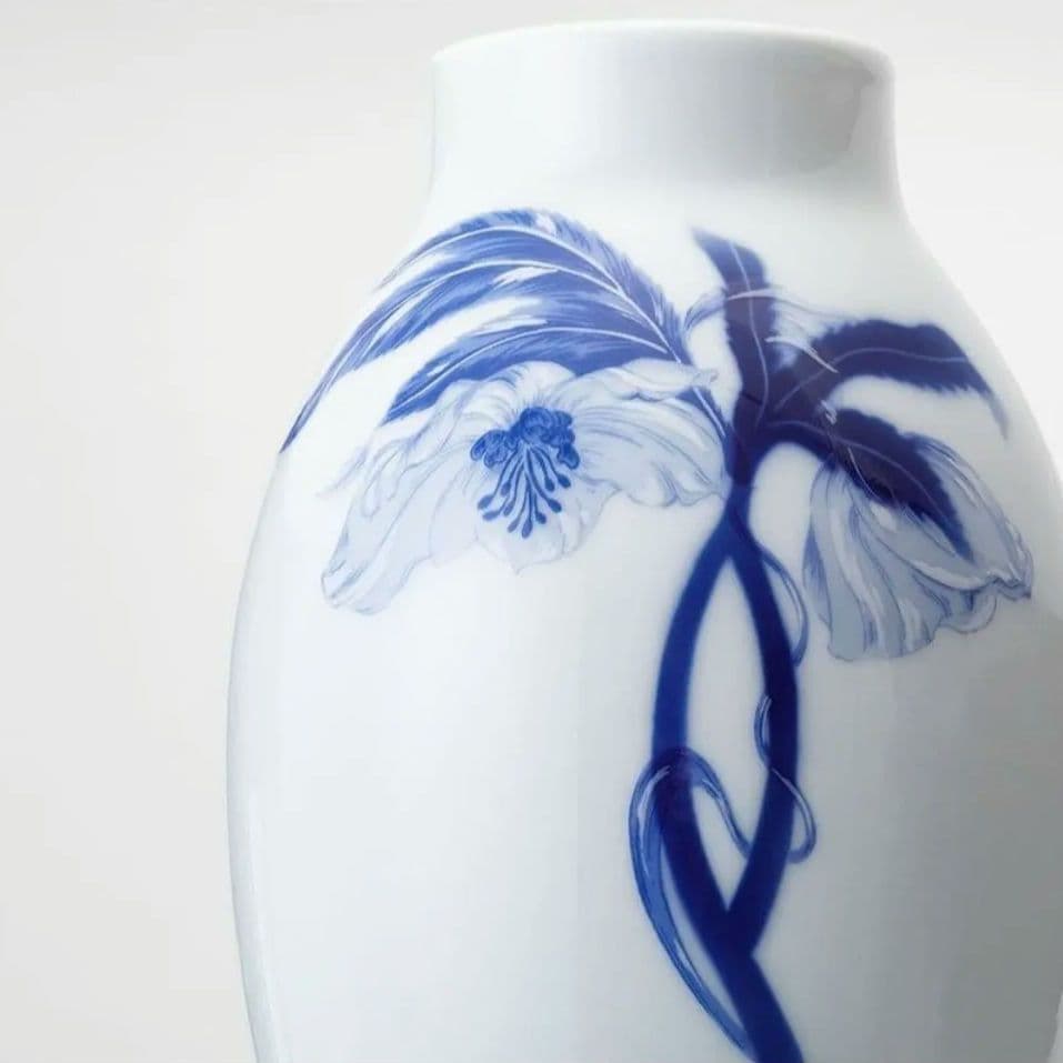 宮内庁御用達★深川製磁★『オリエンタルブルー』ヌーボー９号 花生★花瓶★未使用