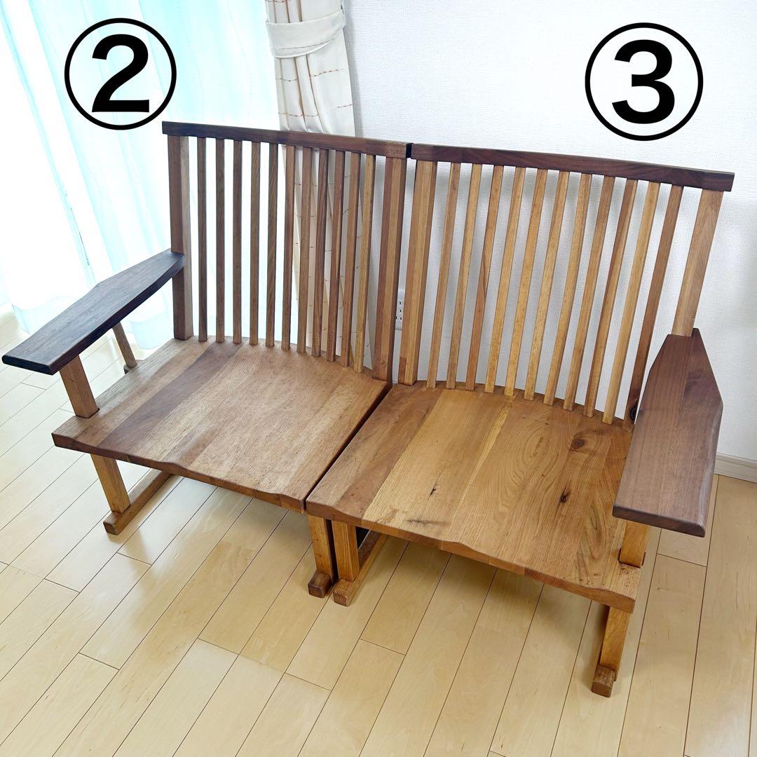 町八家具　クルミ材　ダイニングチェア　ハイバック無垢材　② 肘付　アームチェア