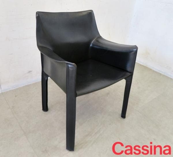 美品■カッシーナ■総革■413 Cab■キャブアームチェア■50.6万■ブラック
