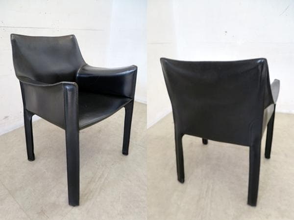 美品■カッシーナ■総革■413 Cab■キャブアームチェア■50.6万■ブラック