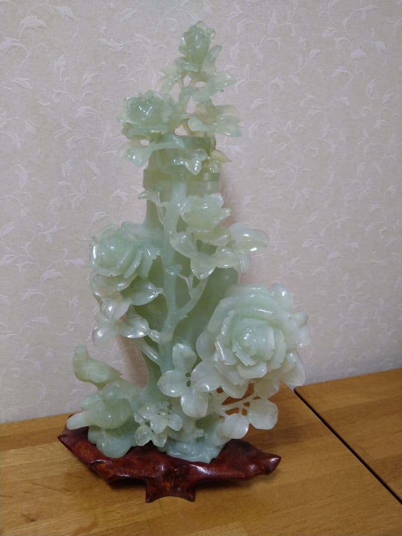 中国翡翠　軟玉　岫玉　香炉　彫刻