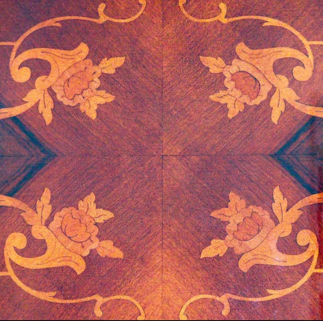 イタリア ダイニングテーブル 135cm 楕円形 象嵌 アッティカ 木製 猫脚