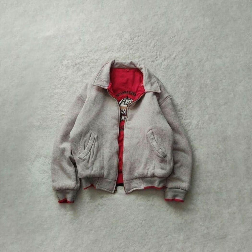 【希少レア】90s リバーシブル スポーツ ジャケット レッド グレー 刺繍