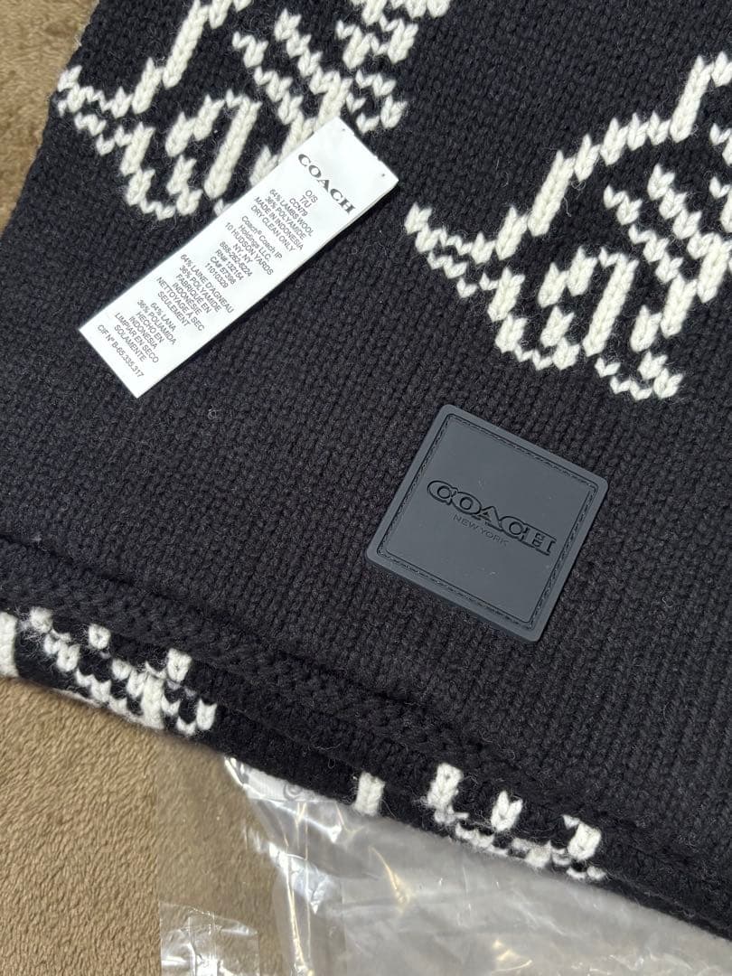 COACH ディノ プリント ニット マフラー　恐竜柄 マフラー