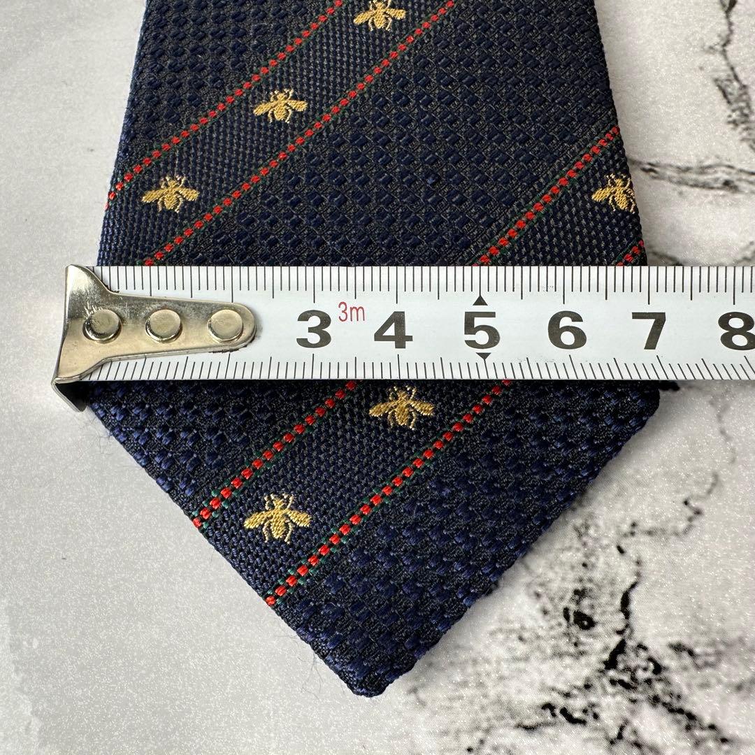 新品タグ付き✨GUCCI グッチ 高級ネクタイ ビー ストライプ 7cm 現行