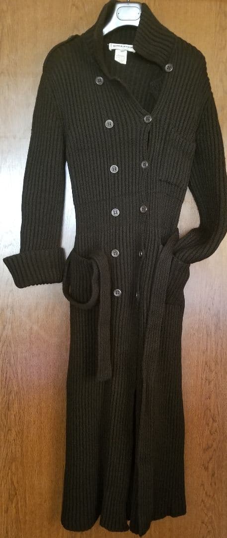 SONIA RYKIEL ニットリブ編み ロングコート 40