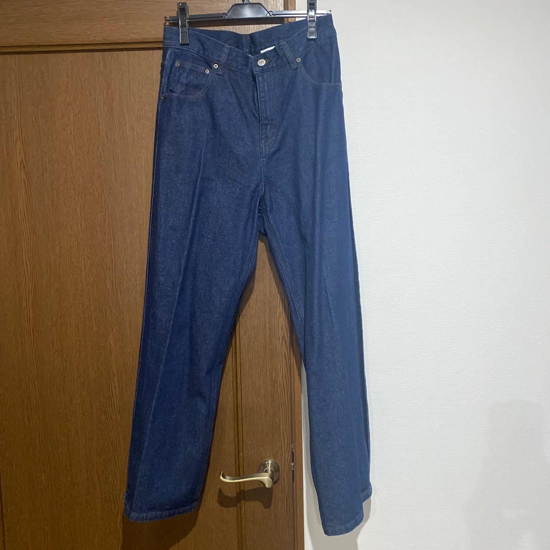 yenn イェン　サイドプリーツデニムパンツ　インディゴ　新品38