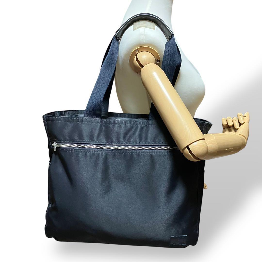 良品 1986 PORTER LIFT トートバッグ ナイロン レザー A4 紺