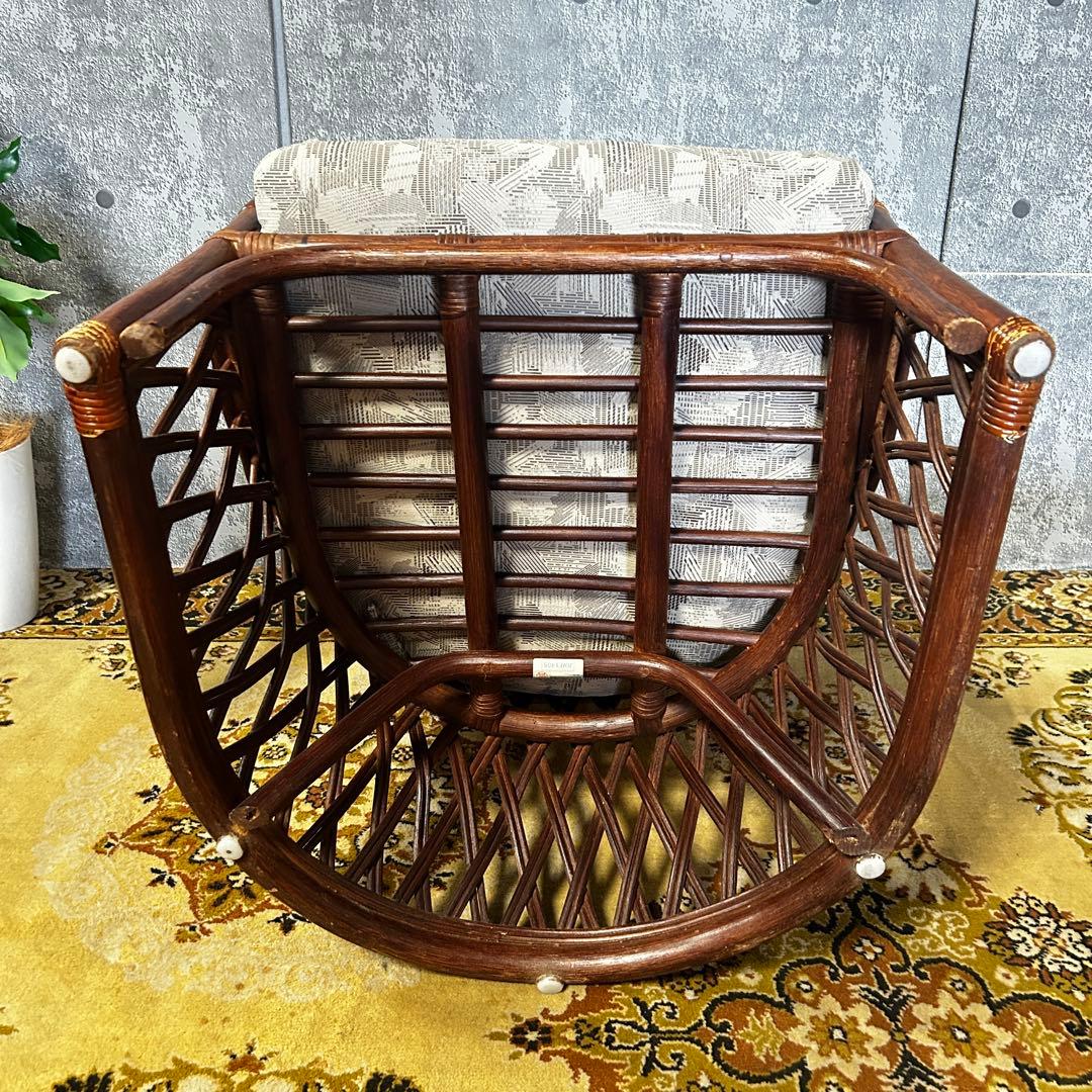 ꧁籐素材꧂クッション付ラタンアームソファ&ガラステーブルセット高座椅子 チェア