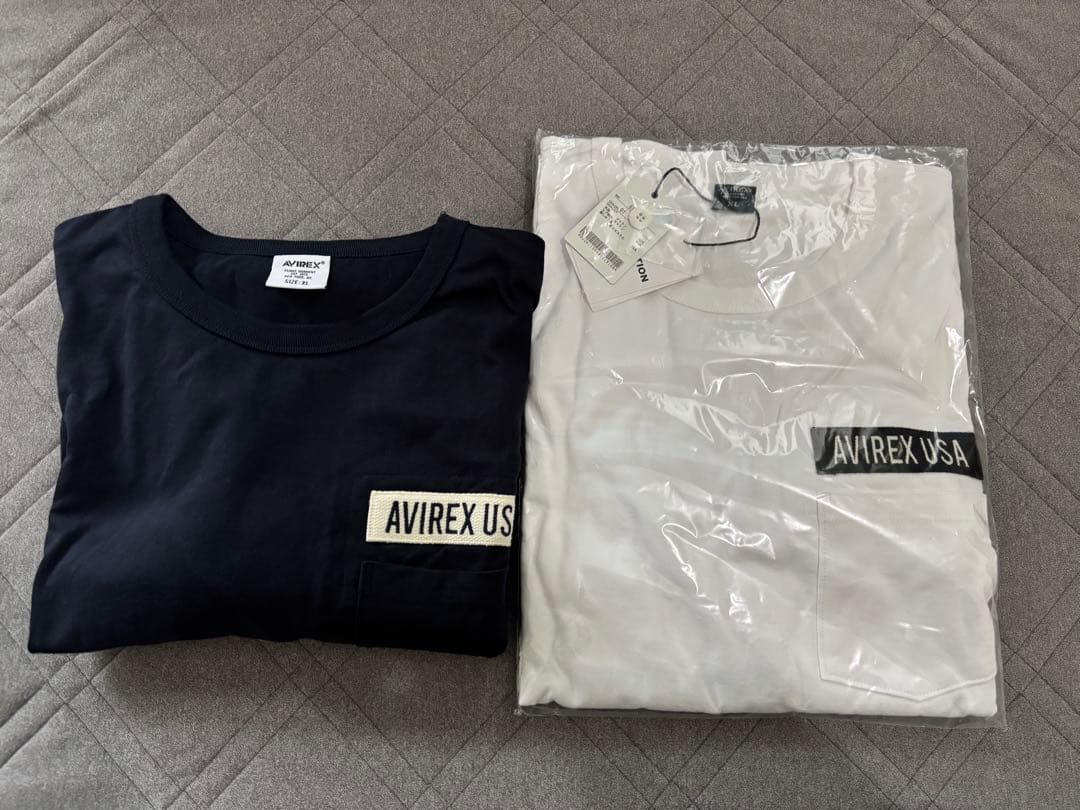 AVIREX Tシャツ XLサイズ ネイビー ホワイト