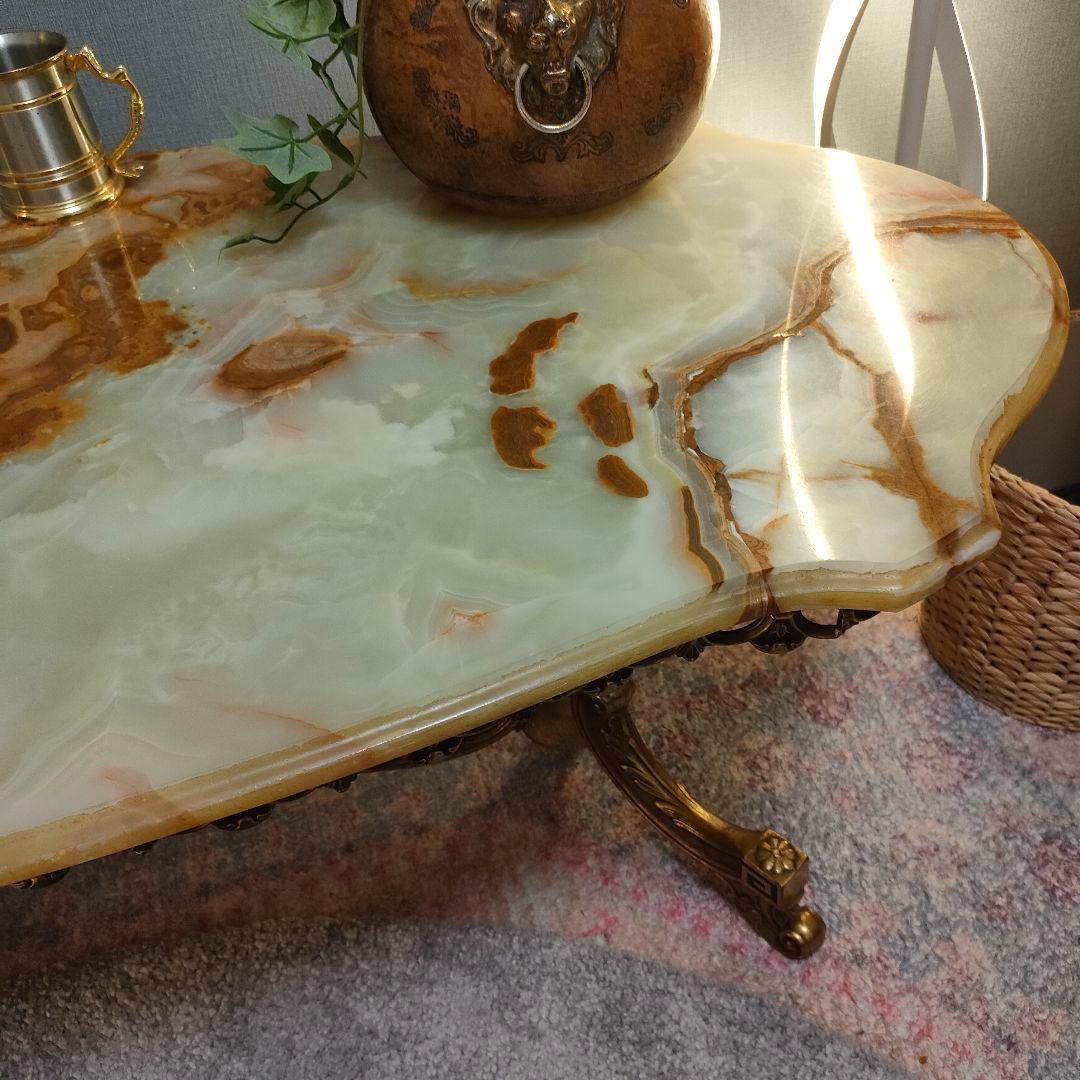 イタリアンヴィンテージ 大理石×真鍮装飾 ローテーブル