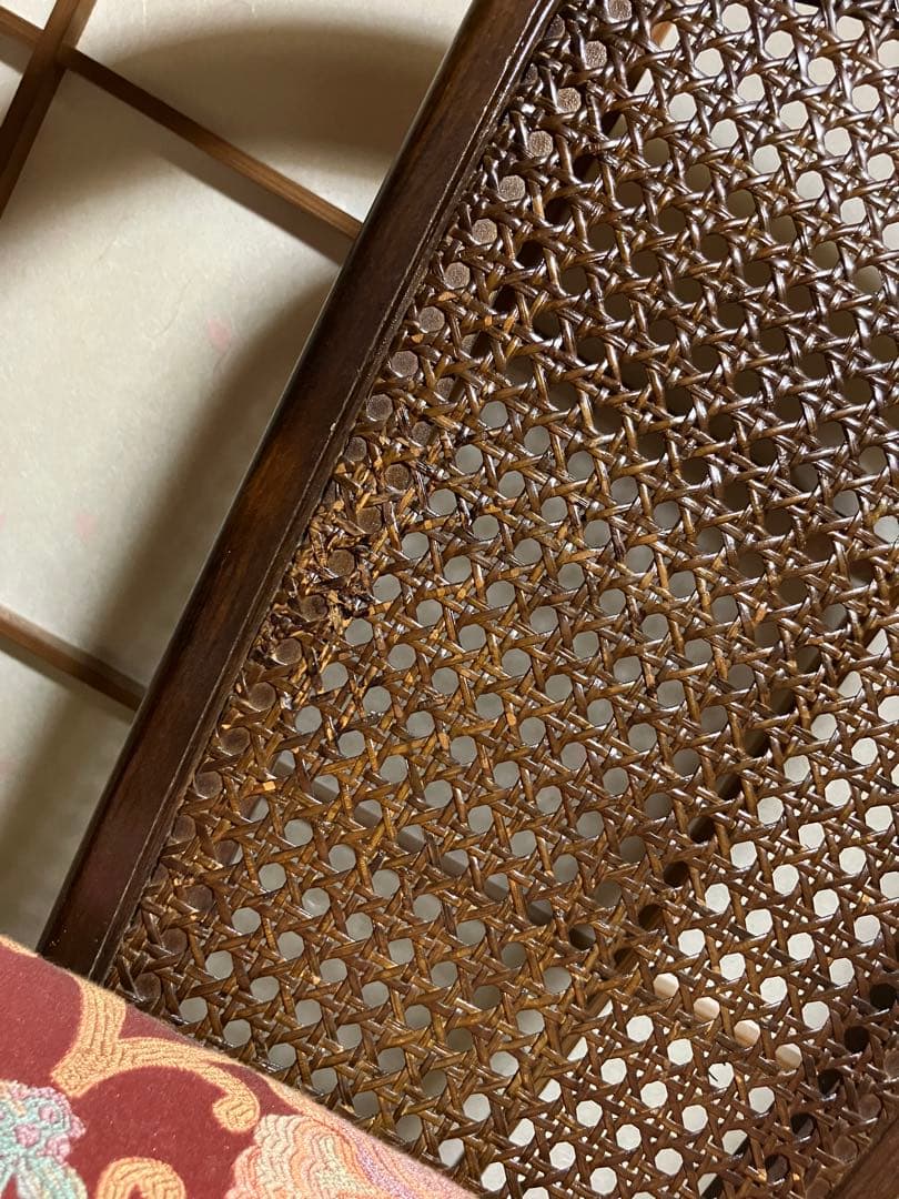 カリモク　木製ラタンチェア 2脚セット