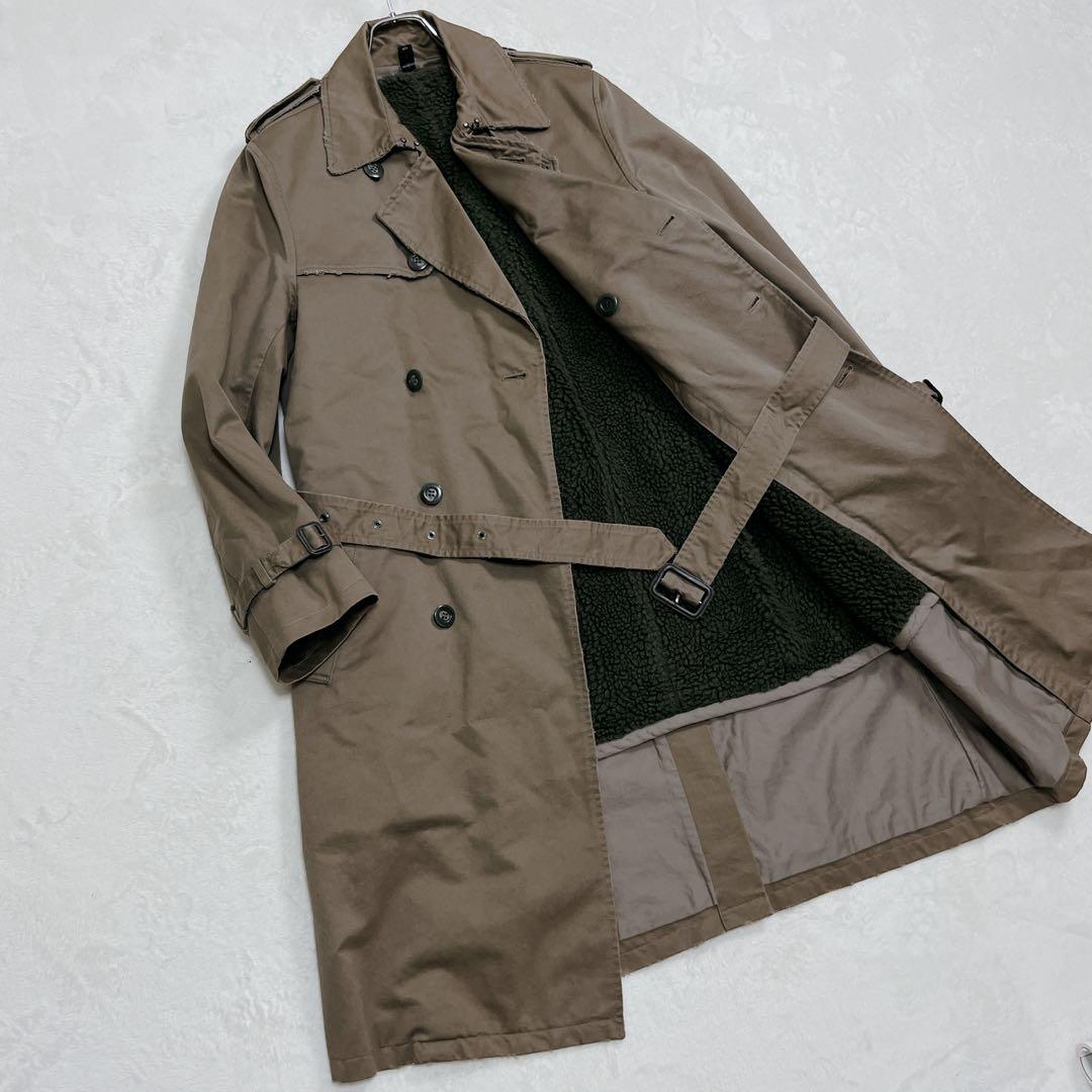 『wjk』ダメージ加工トレンチコート ボアライナー取外し可 ロング丈 ベルト