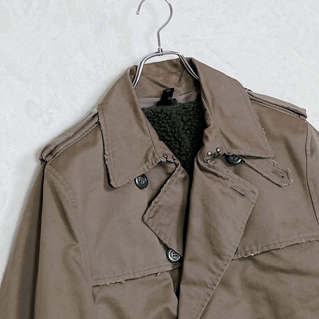 『wjk』ダメージ加工トレンチコート ボアライナー取外し可 ロング丈 ベルト