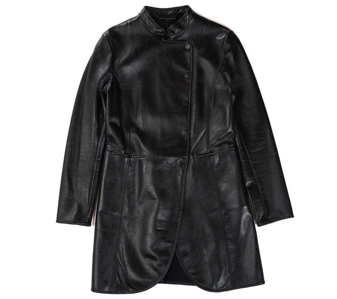2013 EMPORIO ARMANI ラムレザー コート ブラック レディース