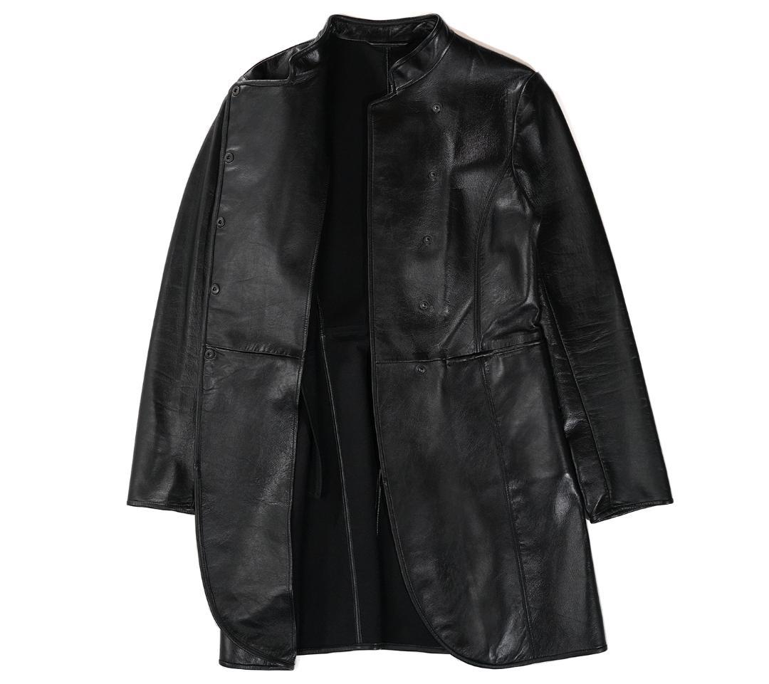 2013 EMPORIO ARMANI ラムレザー コート ブラック レディース