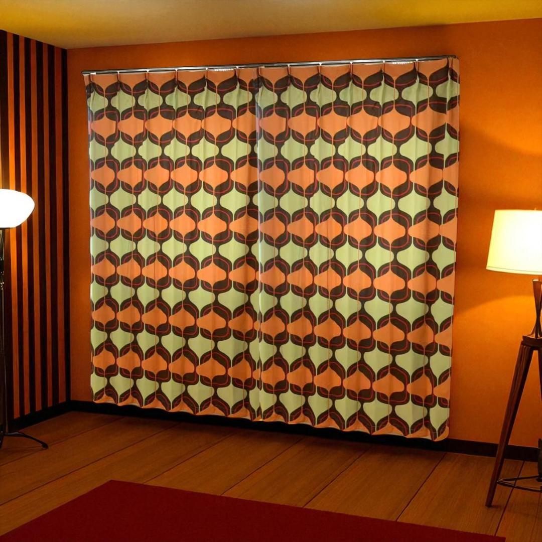 レトロ ミッドセンチュリー 昭和 モダン ドレープカーテン retro