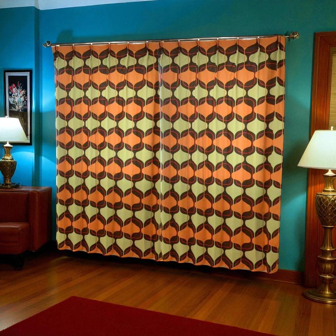 レトロ ミッドセンチュリー 昭和 モダン ドレープカーテン retro
