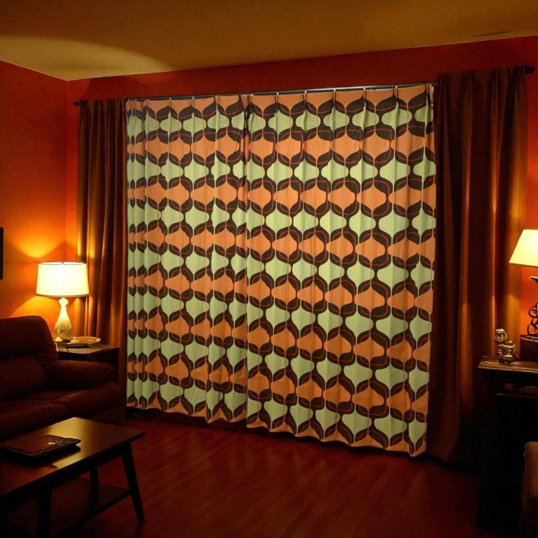 レトロ ミッドセンチュリー 昭和 モダン ドレープカーテン retro