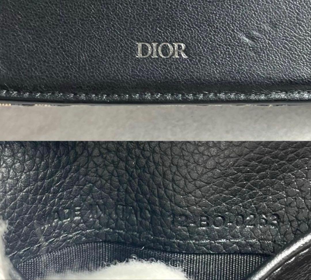 【極美品】 ディオールオム 二つ折り財布 オブリークジャガード ネイビー