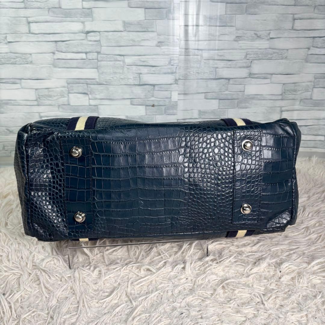 ちびじゅん様　オロビアンコ　トートバッグ　クロコ型押し　ネイビー　大容量ビジネス