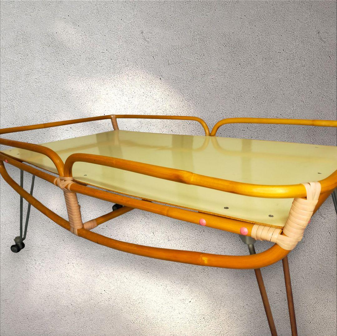 【レトロ】❀ラタン ❀ベビーベッドゆりかご❀ キャスター付き