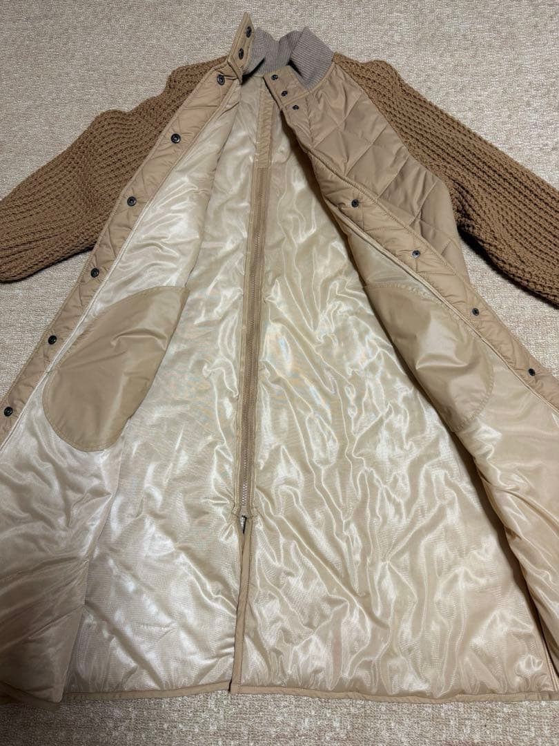 ☆新品☆Herencia ベージュ キルティングXニットスリーブ ロングコート