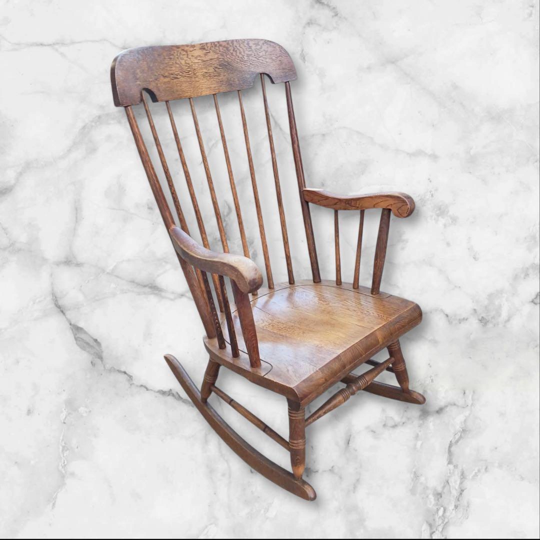 ①キツツキマーク 飛騨産業 ロッキングチェア 木製椅子