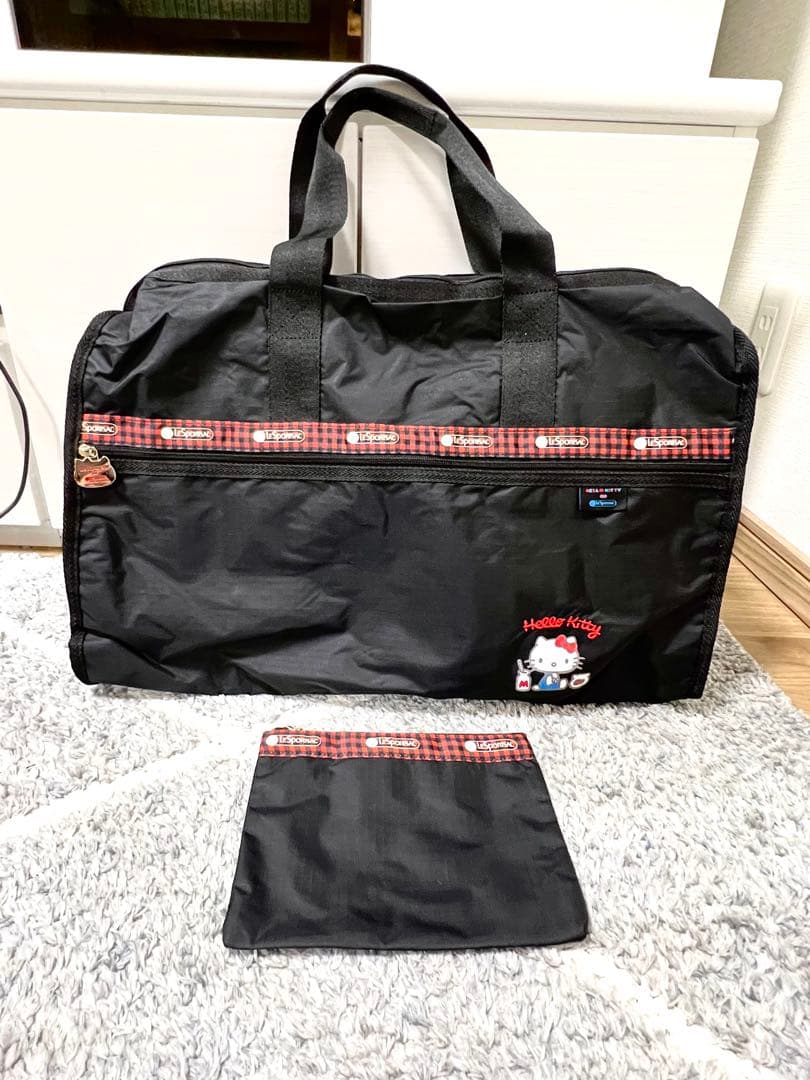 レスポートサック　サンリオ キティ ボストンバッグ ポーチ付き　ブラック