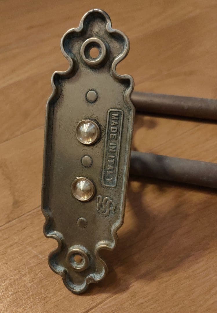 アンティーク 真鍮製 ダブルタオルバー 2連タオル掛 クラシック イタリア製 ①